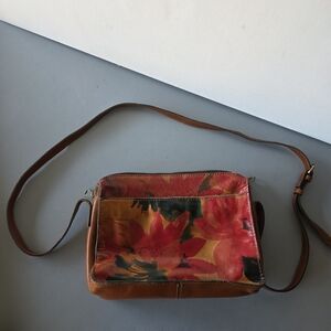 Patricia Nash Laser Cut Leather Crossbody Handbag Spring Multi Floral Purse
